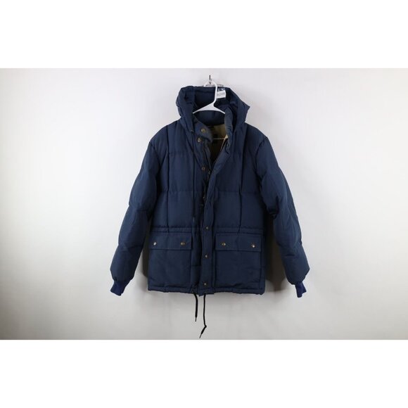 Vtg 80s 90s Eddie Bauer Mens Large Distressed Duck Down Hooded Puffer Jacket USA
